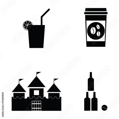 amusement park icon set