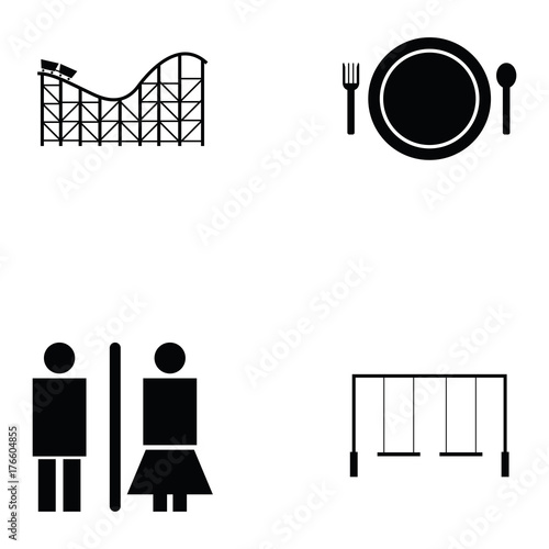 amusement park icon set