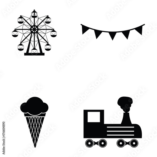 amusement park icon set