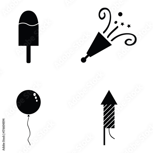 amusement park icon set