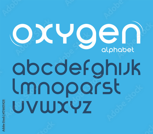 Vector round style minimalistic font, alphabet letters, typeface.