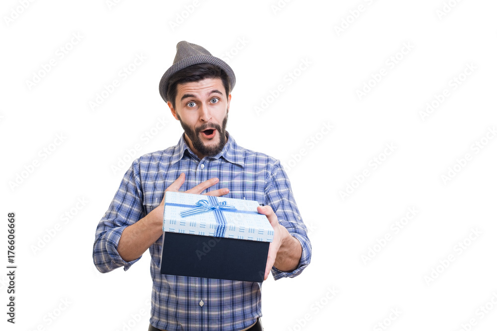Bearded guy with gift Bearded guy with gift