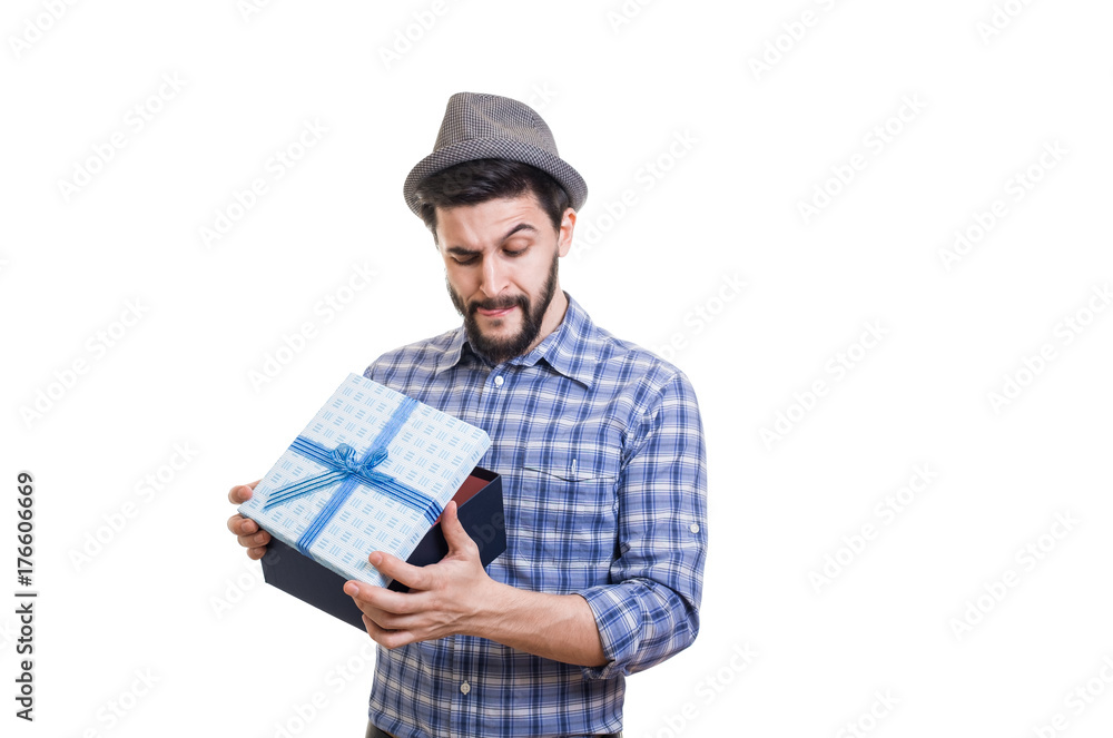 Bearded guy with gift Bearded guy with gift