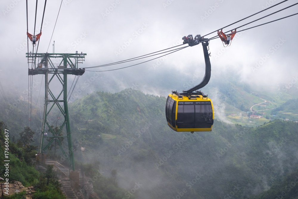 Cable car from Sapa Vietnam to fansipan,  the highest mountain in Indochina