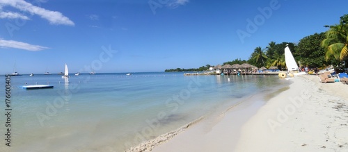 Tropical beach holiday scenery from Negril, Jamaica