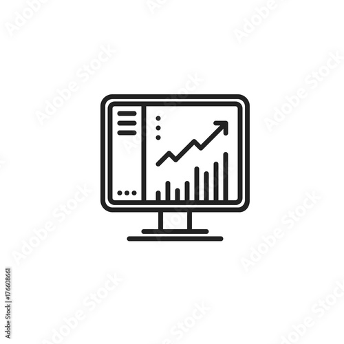 Computer SEO Chart Graph Vector Line Icon