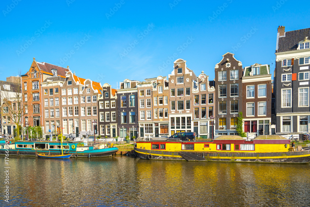 Obraz premium Dutch house style in Amsterdam city, Netherlands
