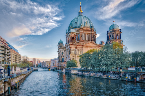 Dramatic sky with Berlin Cathedral in Berlin  Germany