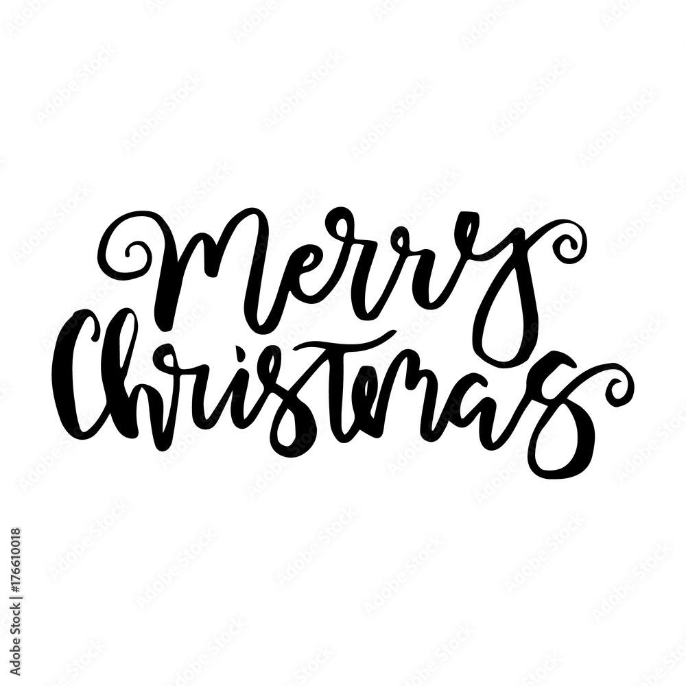 Merry Christmas card with calligraphy. Template for Greetings ...