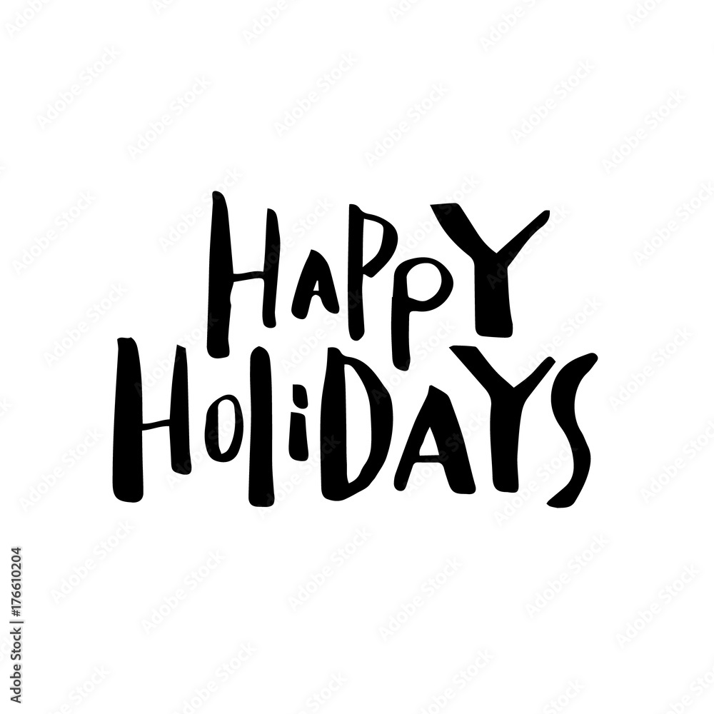 Merry Christmas card with calligraphy Happy Holydays. Template for Greetings, Congratulations, Housewarming posters, Invitations, Photo overlays. Vector illustration Merry Christmas card with calligraphy Happy Holydays. Template for Greetings, Congratulations, Housewarming posters, Invitations, Photo overlays. Vector illustration