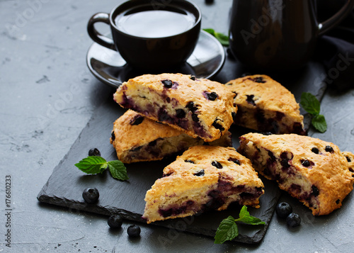 scones with oatmeal, blueberries and coconut. photo