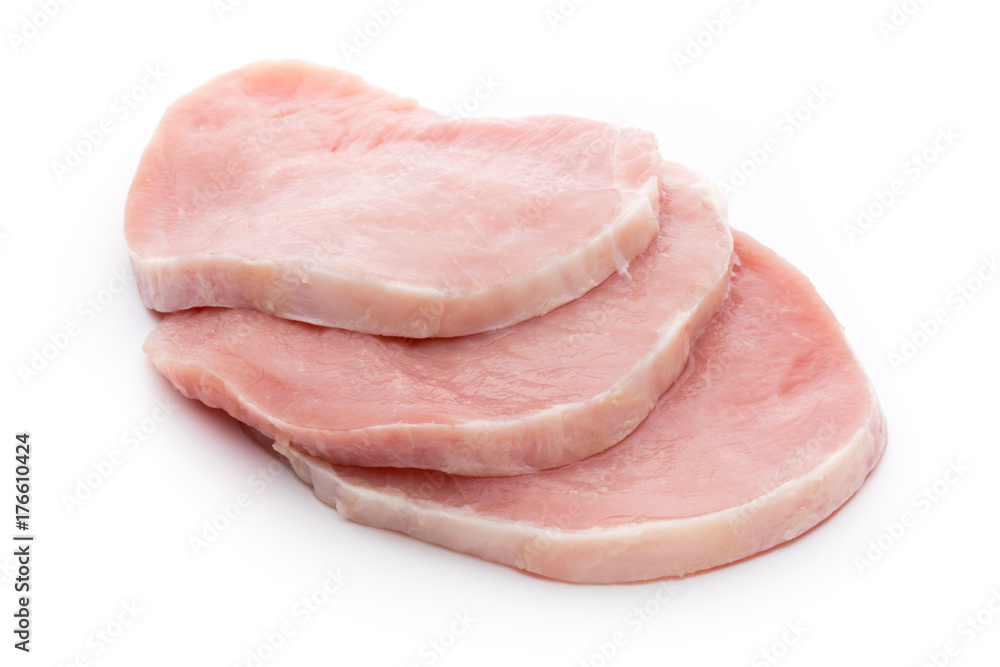 Fresh raw beef steak isolated on white background, top view. Fresh raw beef steak isolated on white background, top view.