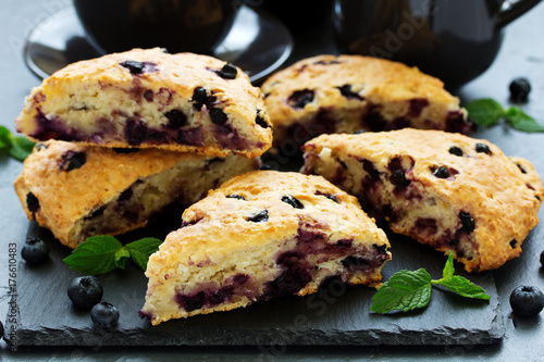 scones with oatmeal, blueberries and coconut. photo
