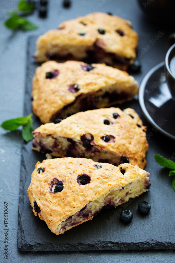 scones with oatmeal, blueberries and coconut.