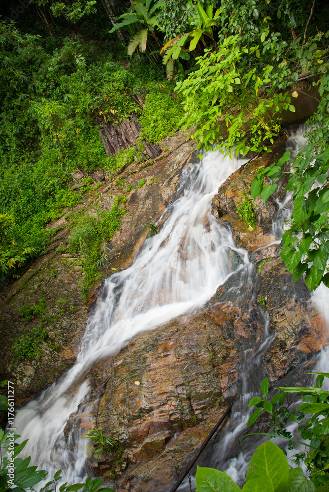 Close up little waterfall on stream at Chiangmai province, Thailand to make feeling fresh,cheerful and cool
Close up little waterfall on stream at Chiangmai province, Thailand to make feeling fresh,cheerful and cool
