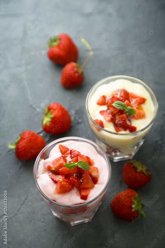 Yogurt and strawberry dessert Yogurt and strawberry dessert