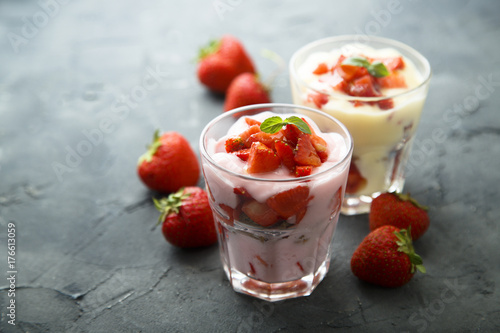 Yogurt and strawberry dessert