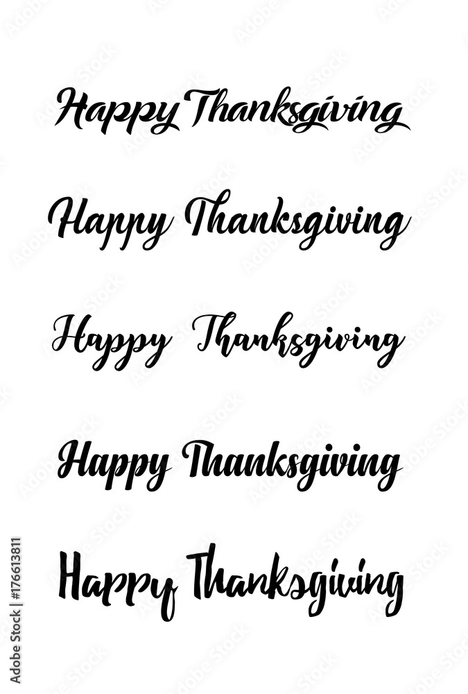 Thanksgiving typography. Celebration Happy Thanksgiving Day. Thanksgiving vintage style text calligraphy. Usable for prints, banners, cards, posters, invitations, special offer etc. Hand-lettering set