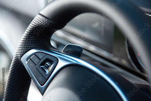 Tablou canvas Detail shot of steering wheel