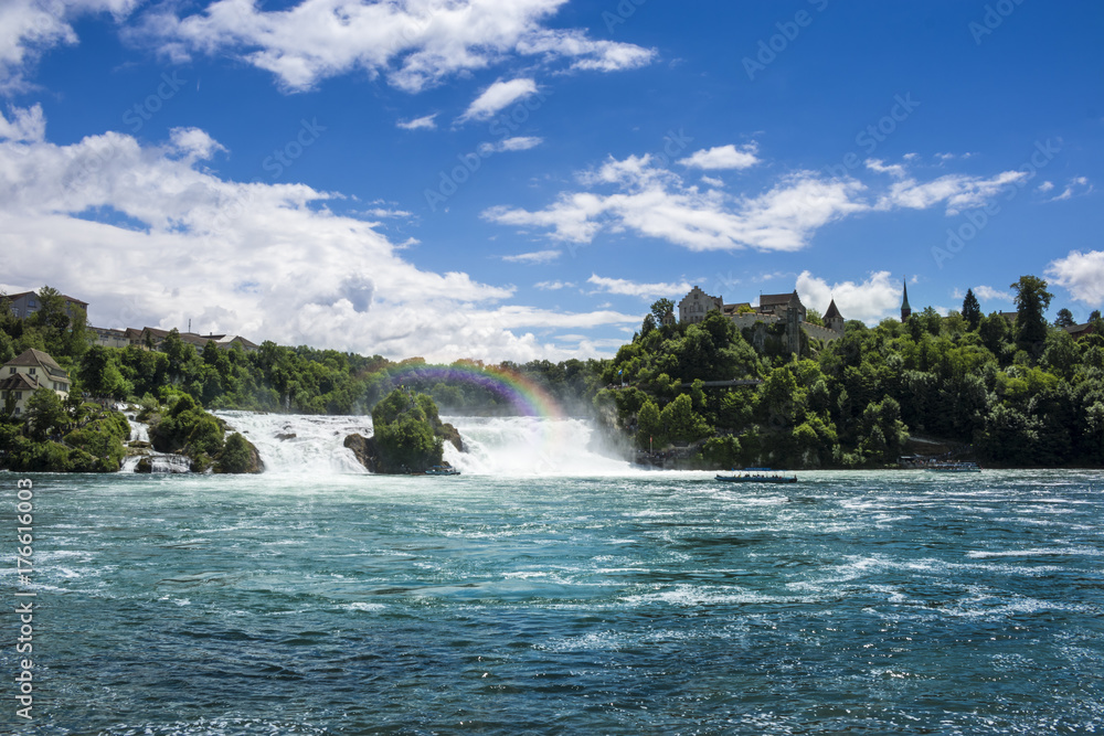 Rainbow over Rhine Fall in Schaffhausen, Switzerland