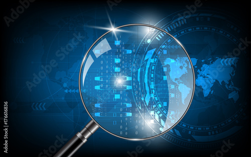 World map technology background vector design