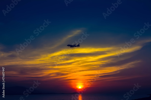 golden sunset and colorful sky background  at sunset  beach   Koh Samui  Thailand