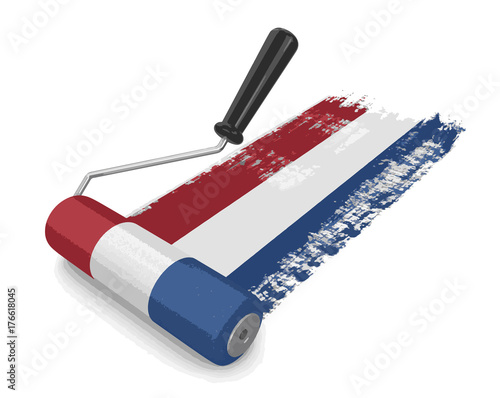 Paint roller with Netherlands flag. Image with clipping path
