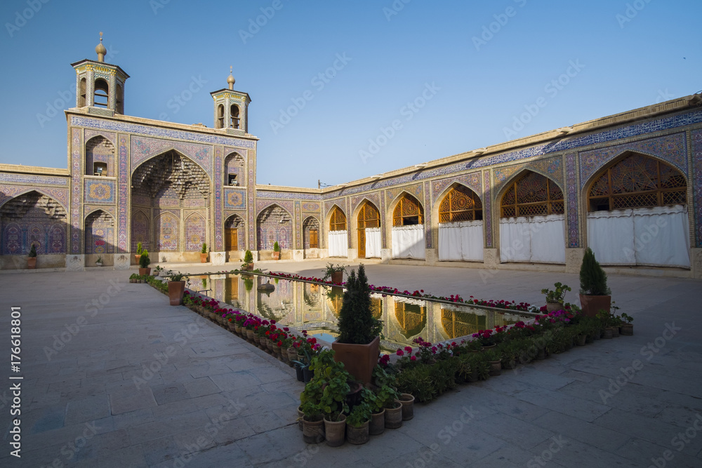 landmark of Nasir-ol-Molk or Pink mosque, Sheraz, Iran