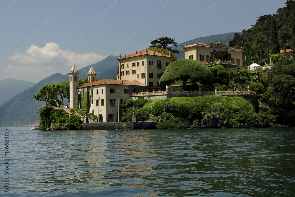 Lombardy, Lake Como, Villa Balbianello; view from the Lake.