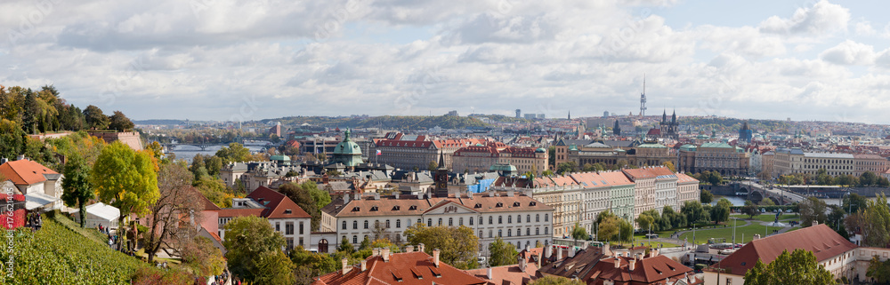 Prague. Panorama of the city from the height of Prague Castle.