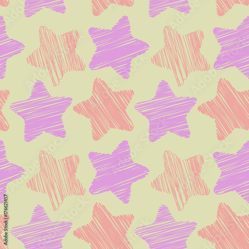 Seamless pattern with stars in pastel colors, vector. Texture for decorating surfaces, print on fabric, wallpaper, packaging and more