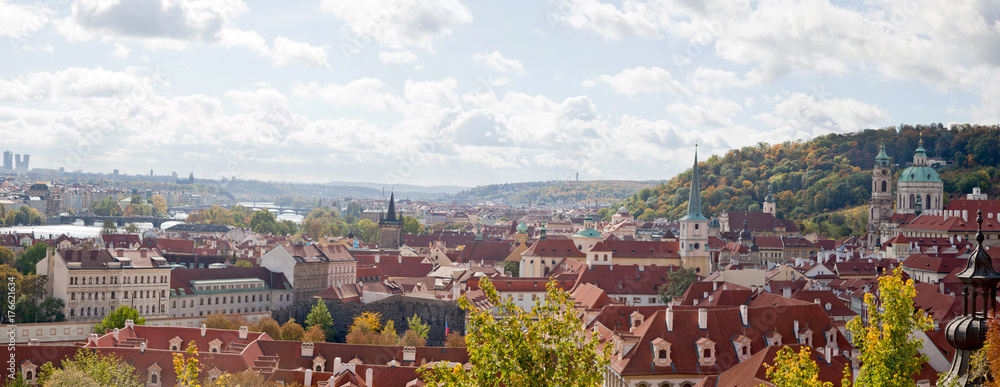 Prague. Panorama of the city from the height of Prague Castle.