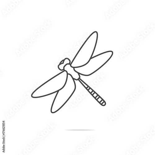 Dragonfly line icon vector