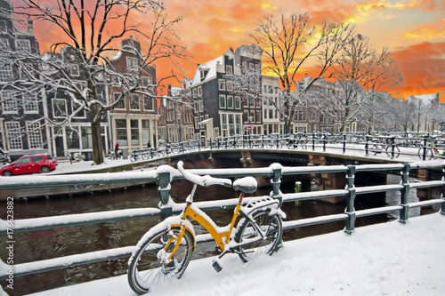 Photography Snowy Amsterdam in the Netherlands in winter
