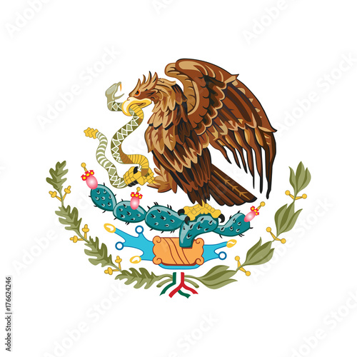 Mexican eagle. Coat of arms of Mexico. Coat of arms. Vector illustration.