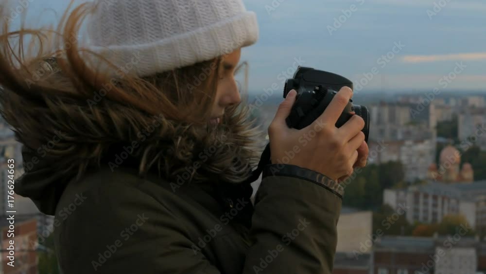 Beautiful Young Female Photographer Taking Pictures , Puts the Focus , the Camera Selects the Purpose of Shooting , Show on the Screen Shot , Photoshoot , Girl With Camera 4k Beautiful Young Female Photographer Taking Pictures , Puts the Focus , the Camera Selects the Purpose of Shooting , Show on the Screen Shot , Photoshoot , Girl With Camera 4k
