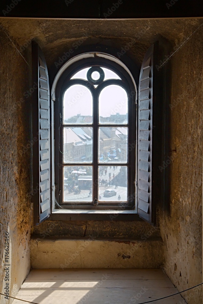 Old window in a tower Old window in a tower
