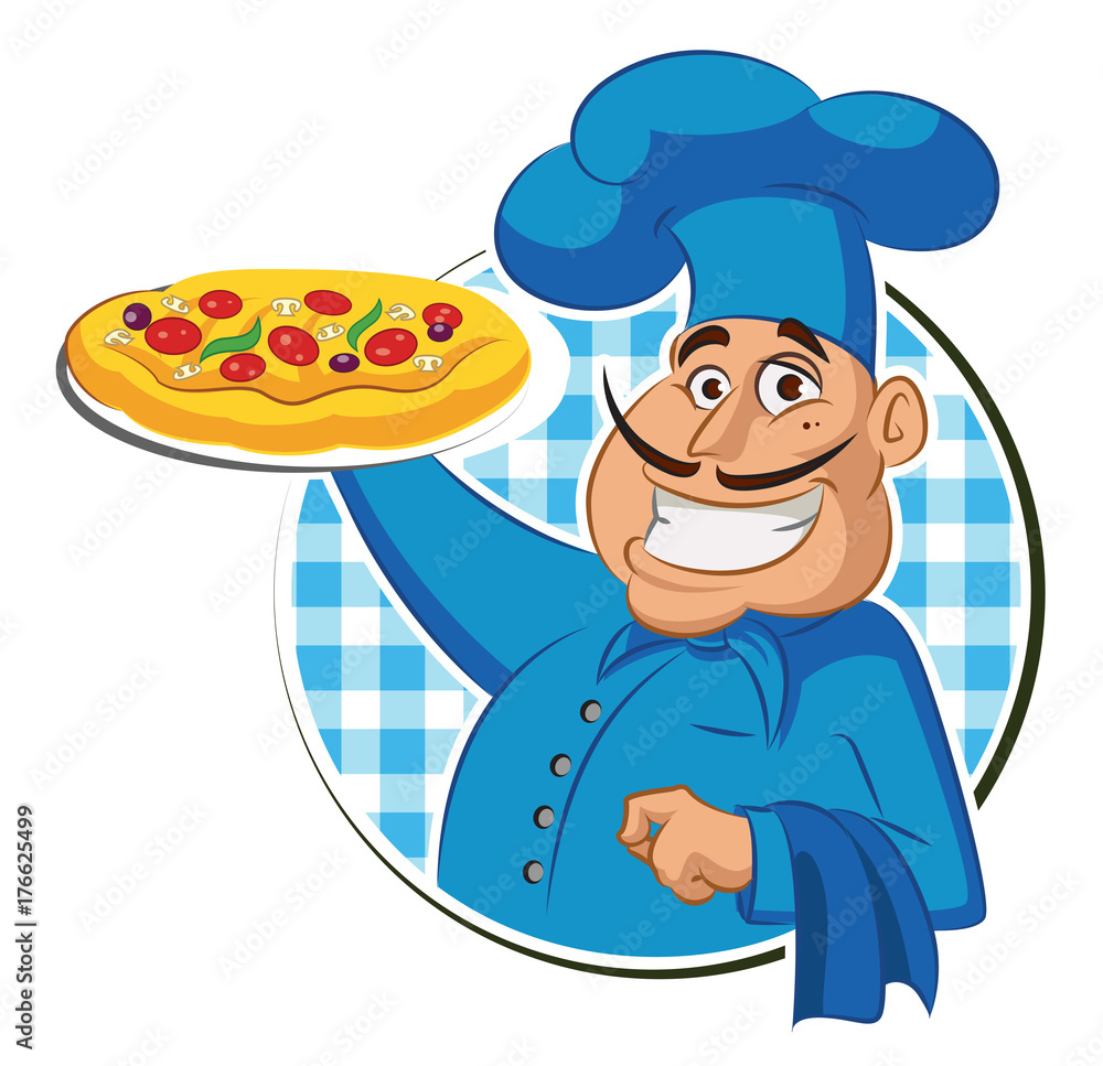 Cook pizza. Chef Isolated on a white background Cook pizza. Chef Isolated on a white background