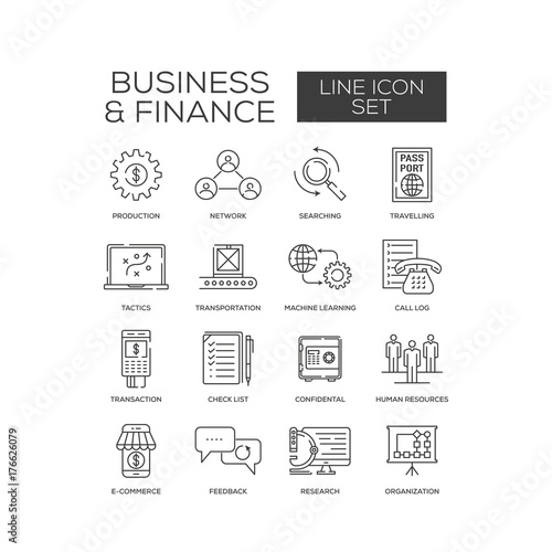 Business Finance Line Icon Set