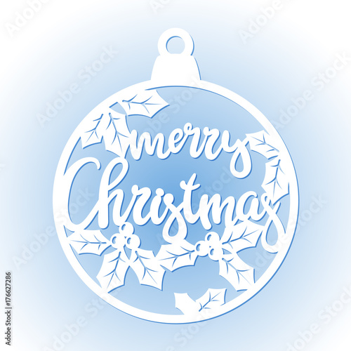 Openwork Christmas bauble. Laser Cutting template for greeting cards, decorations, interior decorative elements.