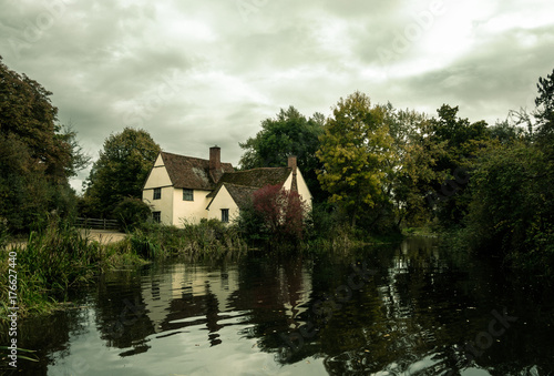Dark Autumn Day English Country Mill Cottage House