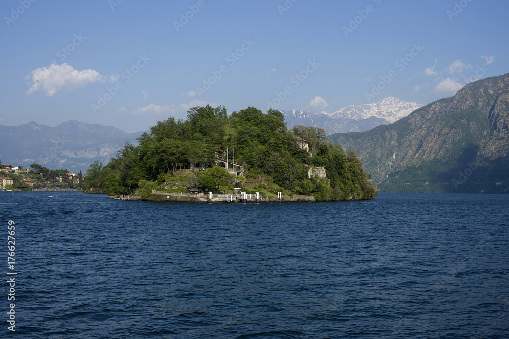.Lombardy; Lake Como, Isola Comacina, view from the boat.