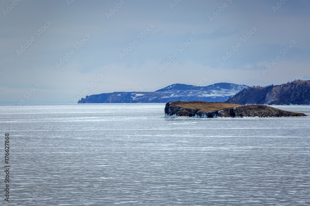 The coast of Lake Baikal in winter