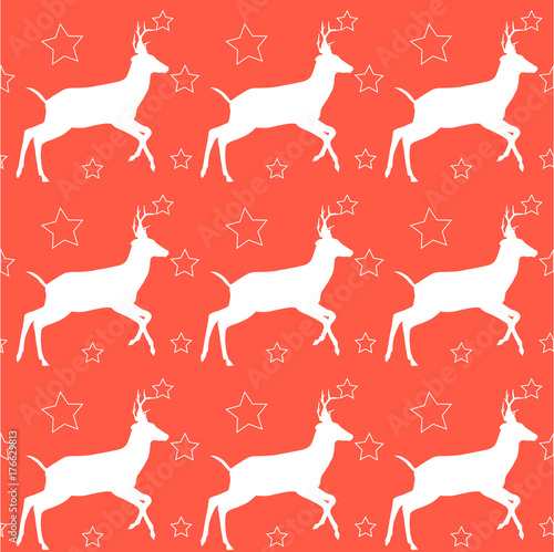 Christmas seamless pattern with deer vector background