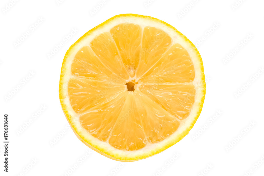 Slice of ripe lemon top view Isolated on White Background Slice of ripe lemon top view Isolated on White Background