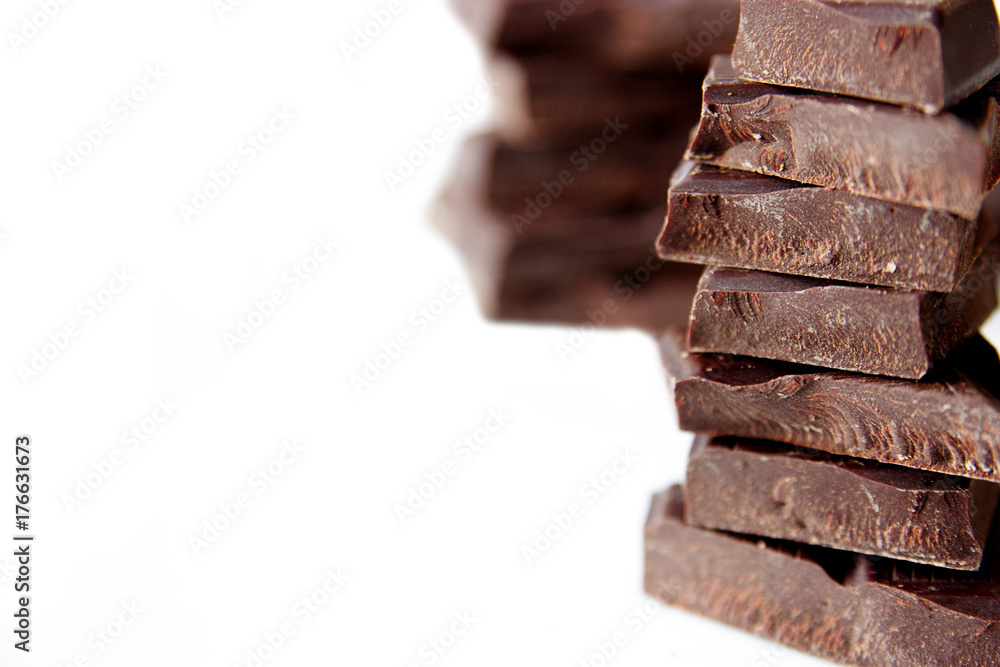 chocolate pieces isolated on white background chocolate pieces isolated on white background