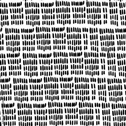 Seamless pattern with hand drawn ink shapes. Trendy black and white background. Great for fabric, textile, wrapping. Vector Illustration