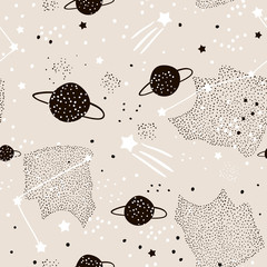 Crédence de cuisine Cosmos patrons Constellations planètes dessinées à la main  © solodkayamari
