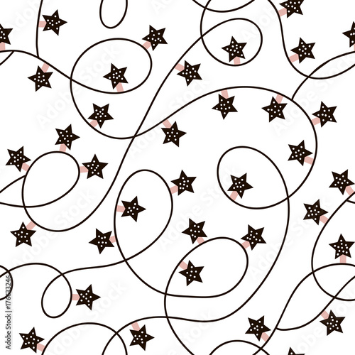 Seamless pattern with garland. Christmas lights vector background. Perfect for wrapping paper, textile, fabric