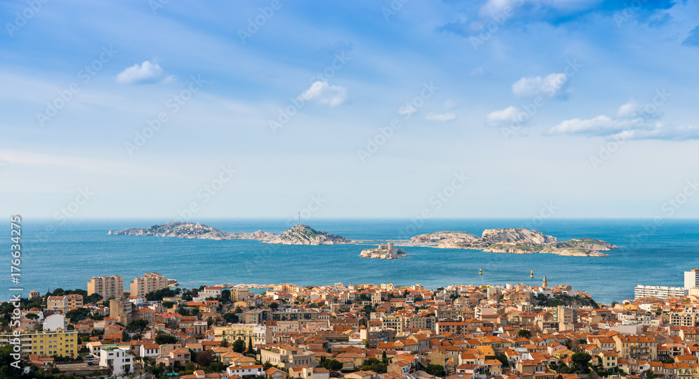 Îles du Frioul depuis Notre-Dame-de-la-Garde, Marseille, Bouches-du-Rhône, Provence, France